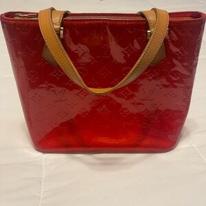 Louis Vuitton Red Patent Leather Tote Bag